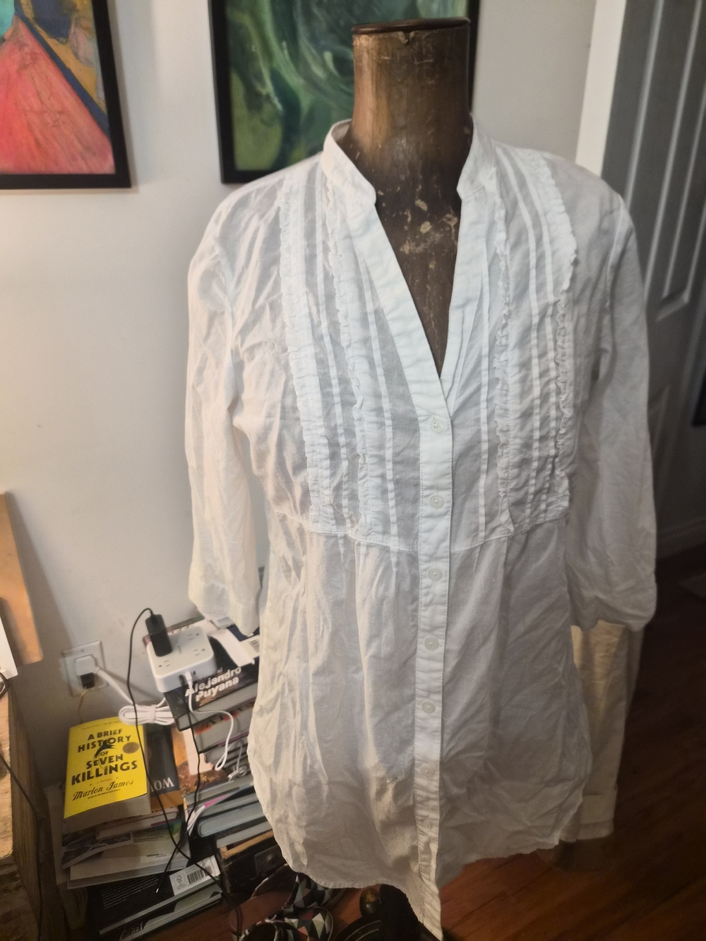 Studio White Pintuck Tunic Top